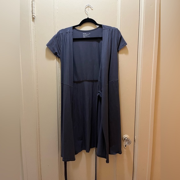 Pact Organic Cotton Short Sleeve Wrap Dress - Gray S - Picture 5 of 5